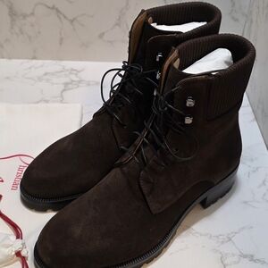 Christian Louboutin Trapman Flat cosme Crosta/GG Boots in Brown BNWB 7.5 40.5